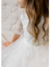 Beaded Ivory Lace Tulle Fairy Flower Girl Dress